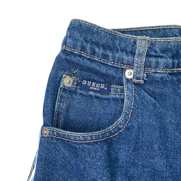 Vintage Guess Jeans Shorts 90s Y2K Medium Wash Denim Side Stripe Toddler 6Y - Picture 3 of 11